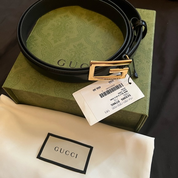 Gucci Unisex Leather Belt with G Buckle Black Leather - Picture 1 of 15